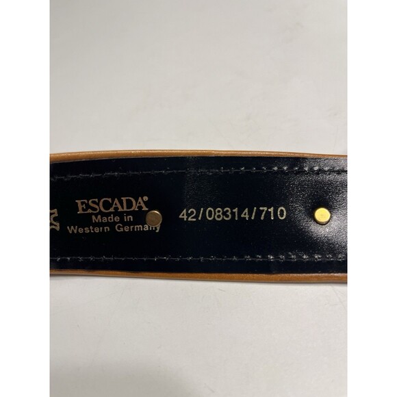 Escada Gold Medallions & Buckle Brown Leather Belt Women’s EUR 42 US 12 Vtg main image 13